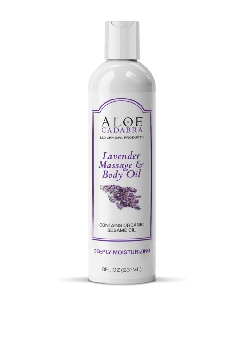Aloe Cadabra Body Massage Oil Best For Organic Calming Couples Baths with Natural Sensual Lavender, 8 Ounce  - Image 1