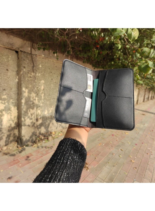 وى برنت يور جيفت  جراب جواز سفر جلد PU بتصميم كرتوني مرح مستوحى من السفر - حافظة باسبور متعددة الجيوب للكروت والمستندات للجنسين - Image 5