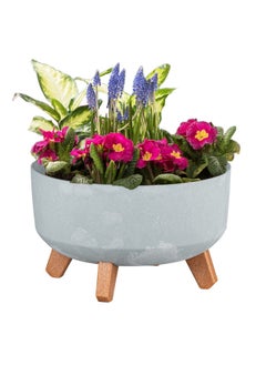 Prosperplast Gracia Low Beton Effect Flower Pot with Clip-On Legs Grey and Brown 6.8 L  - Image 2