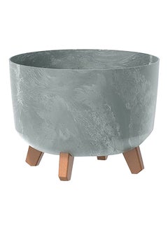 Prosperplast Gracia Low Beton Effect Flower Pot with Clip-On Legs Grey and Brown 6.8 L  - Image 1