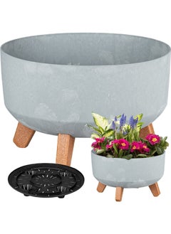 Prosperplast Gracia Low Beton Effect Flower Pot with Clip-On Legs Grey and Brown 6.8 L  - Image 3
