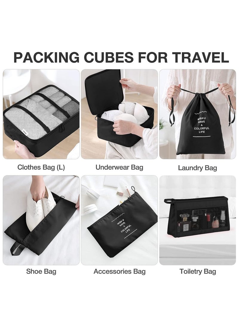 Generic - 11Pcs Packing Cube set Packing Luggage Organizers for Travel Packing Organizers with Laundry Bag Compression Storage Shoe Bag Makeup Bag Clothing Underwear Bag for Man & Woman (Black) - Image 1