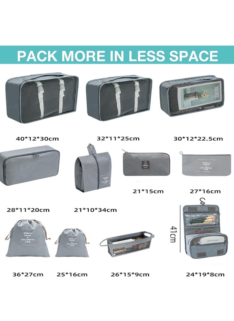 Generic - 11Pcs Packing Cube set Packing Luggage Organizers for Travel Packing Organizers with Laundry Bag Compression Storage Shoe Bag Makeup Bag Clothing Underwear Bag for Man & Woman (Black) - Image 1