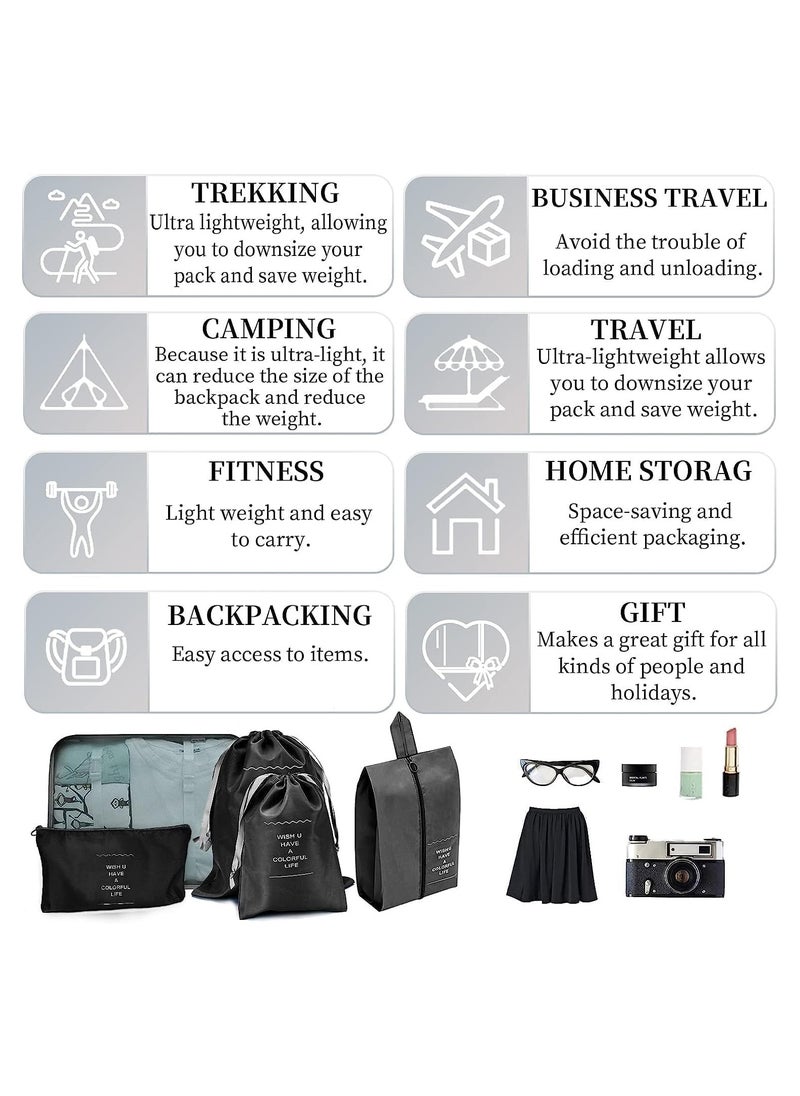 Generic - 11Pcs Packing Cube set Packing Luggage Organizers for Travel Packing Organizers with Laundry Bag Compression Storage Shoe Bag Makeup Bag Clothing Underwear Bag for Man & Woman (Black) - Image 1