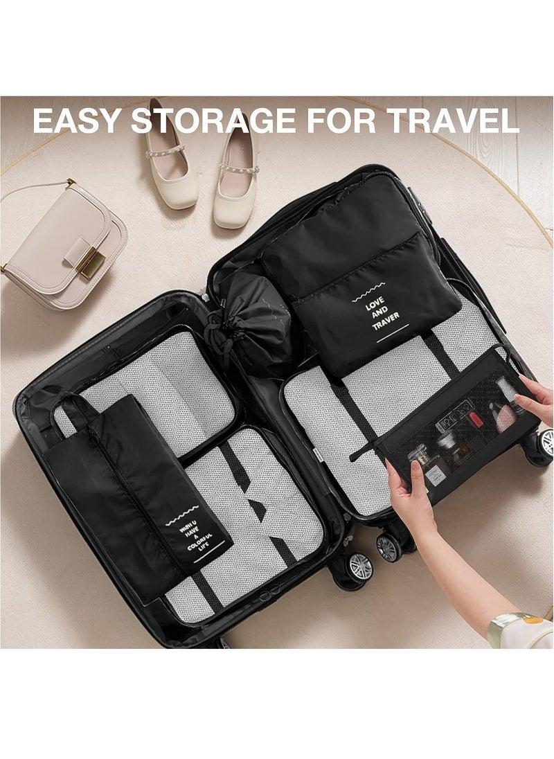 Generic - 11Pcs Packing Cube set Packing Luggage Organizers for Travel Packing Organizers with Laundry Bag Compression Storage Shoe Bag Makeup Bag Clothing Underwear Bag for Man & Woman (Black) - Image 1