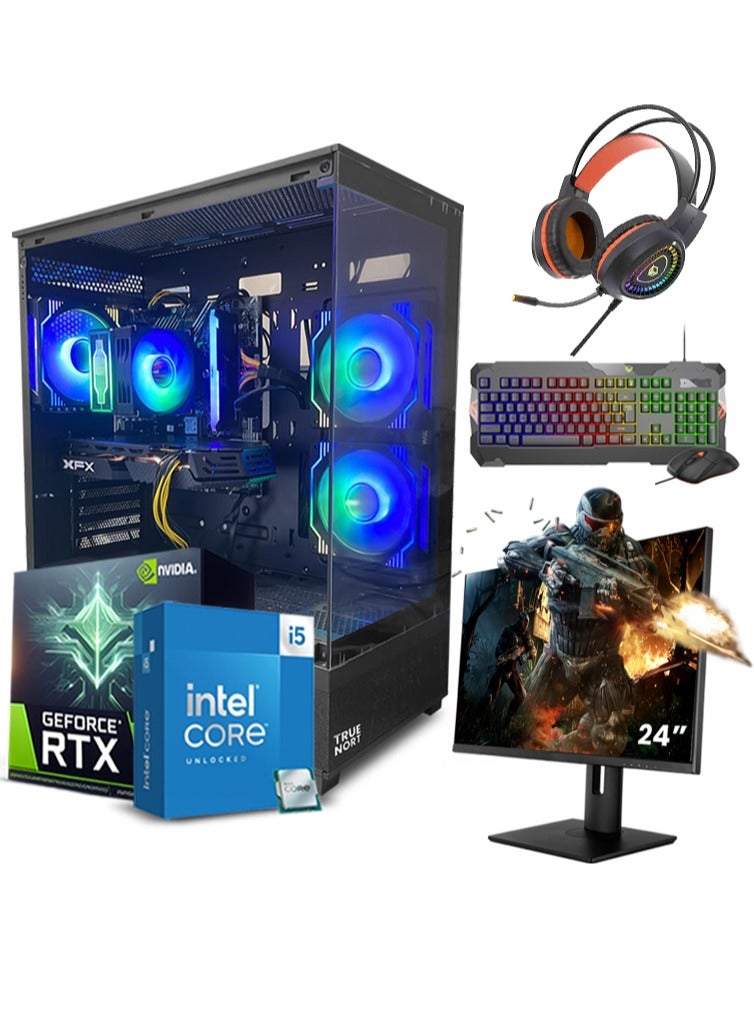 Neon Forge All In One Bundle Gaming PC- Intel Core i5-12400F Processor | NVIDIA RTX 4060 8GB GPU | 16GB DDR4 RAM | 1TB NVMe SSD |24" FHD Monitor | Keyboard, Mouse & Headphone Set | Built- In WiFi | Windows 11 Pro | True Nort RGB Gaming Case Black