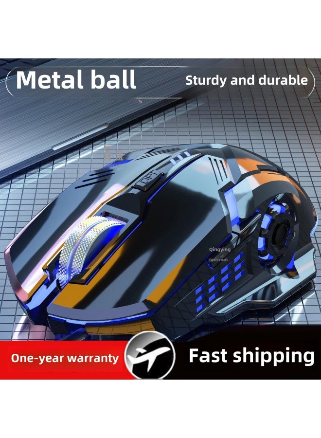 Laptop Mouse Mute Laptop USB Luminous Weight Gaming Machine Chicken Eating Electric Cable-Color:Black Silent "rubber Wheel" - Image 3