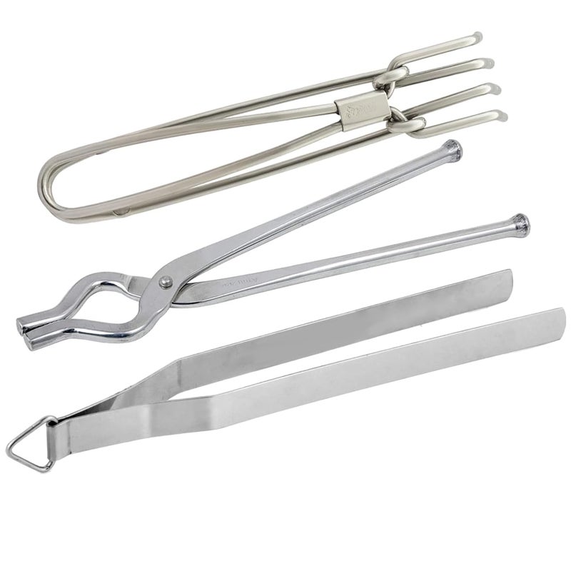 Laxmi Kitchenwere Chimta Pakkad Sansi Combo 3pcs Stainless Steel Tongs Set Small Kitchen Tool for Cooking Food Preparation - Image 1