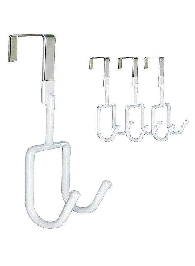 Heavy,Duty Over Door Hooks Set of 4, Soft Rubber Surface to Prevent Scratches, Ideal for Hanging Clothes, Coats, Robes, Hats, Towels, White  - Image 1