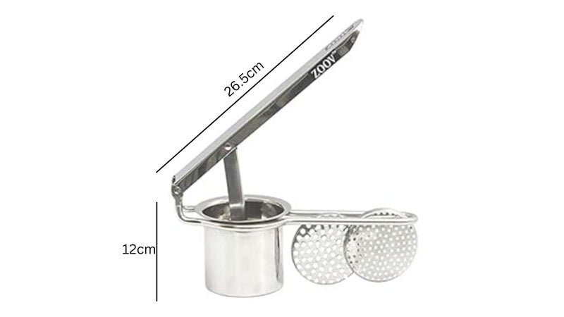 ZOOV Heavy Stainless Steel Potato Ricer Masher with 2 Interchangeable Disks Heavy Duty Vegetable/Fruit Ricer for Purees Fruit Juicer - Image 4