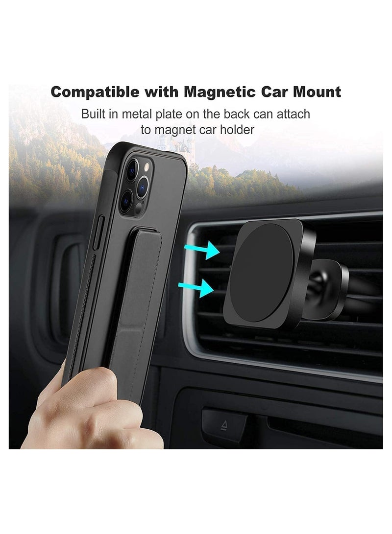 iPhone 15 Pro Cover Purple Magnetic Car Mount Kickstand & Holder, Premium Silicone Vertical & Horizontal Hand Strap and Grip with Multi Stand (Deep Purple) - Image 3
