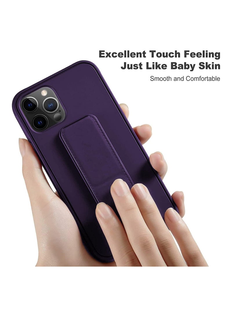iPhone 15 Pro Cover Purple Magnetic Car Mount Kickstand & Holder, Premium Silicone Vertical & Horizontal Hand Strap and Grip with Multi Stand (Deep Purple) - Image 4