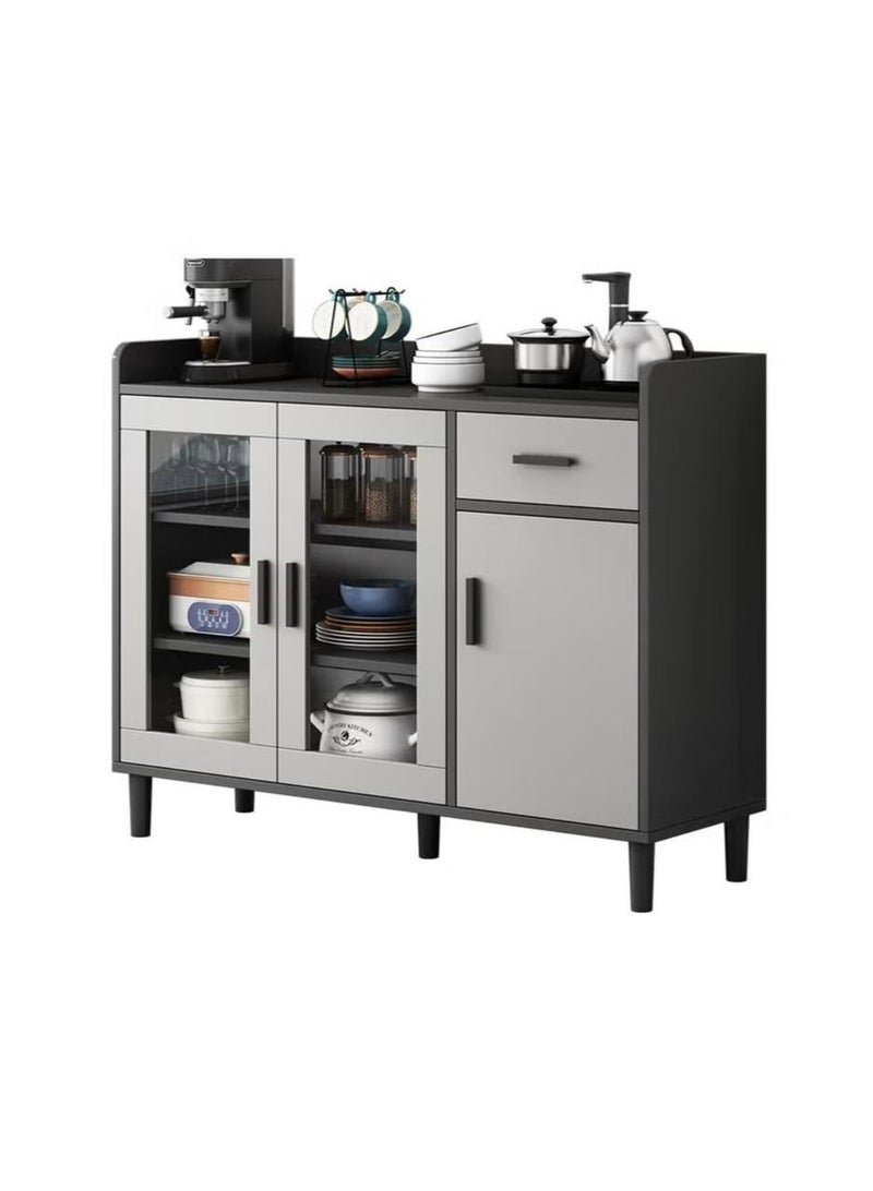 Luxury Home Modern Coffee Corner, Large Storage Capacity Functional Cabinet for Living Room Dining Room Office Kitchen Sideboard Storage Cabinet, Freestanding, Grey - Image 2