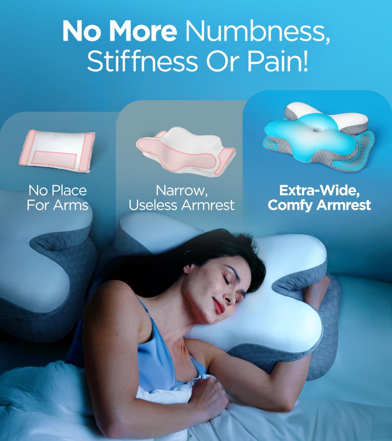 Osteo Enjoy Pain Relief Sleeping Cervical Neck Pillow  Ergonomic Contour Zoned Fits Side Sleeper  Non-Temperature Affected Memory Foam Pillows  Q-max Cooling Pillow Support Back Stomach Sleepers - Image 3