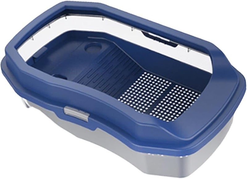 حوض السلاحف الأزرق الكبير للزواحف مع منصة التشمس وقاع الصرف القابل للفصل - Image 2