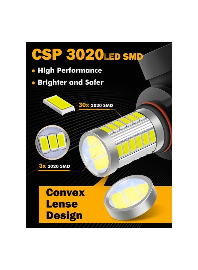 لمبات إضاءة ضباب LED 9005 9006 عالية الطاقة 50 واط 3020 SMD لمصابيح الضباب والمصابيح النهارية والمصابيح الخلفية - أبيض زينون 6500 كلفن (مجموعة من قطعتين) (أبيض) - Image 5