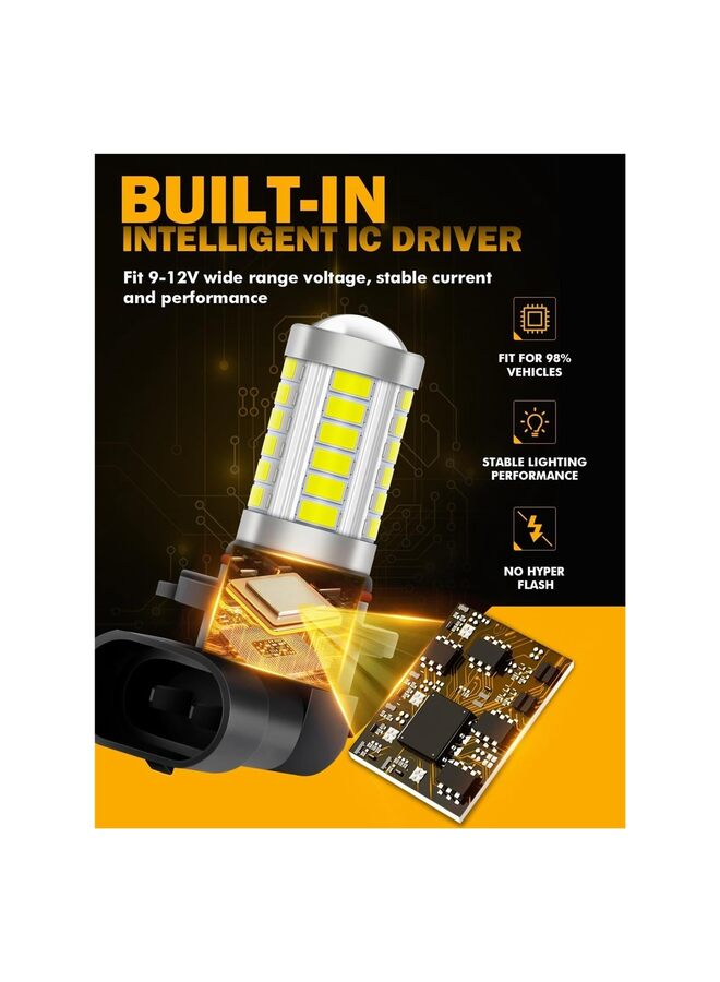 لمبات إضاءة ضباب LED 9005 9006 عالية الطاقة 50 واط 3020 SMD لمصابيح الضباب والمصابيح النهارية والمصابيح الخلفية - أبيض زينون 6500 كلفن (مجموعة من قطعتين) (أبيض) - Image 4