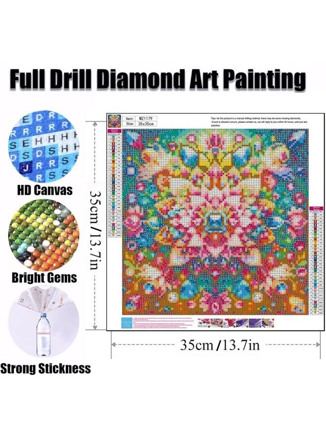 Ekuxom Mandala Diamond Art Kits for Adults-Flowers Diamond Painting Kits for Adults-5D DIY Full Round Drill Gem Art for Home Wall Decor Gifts 14x14inch - Image 2