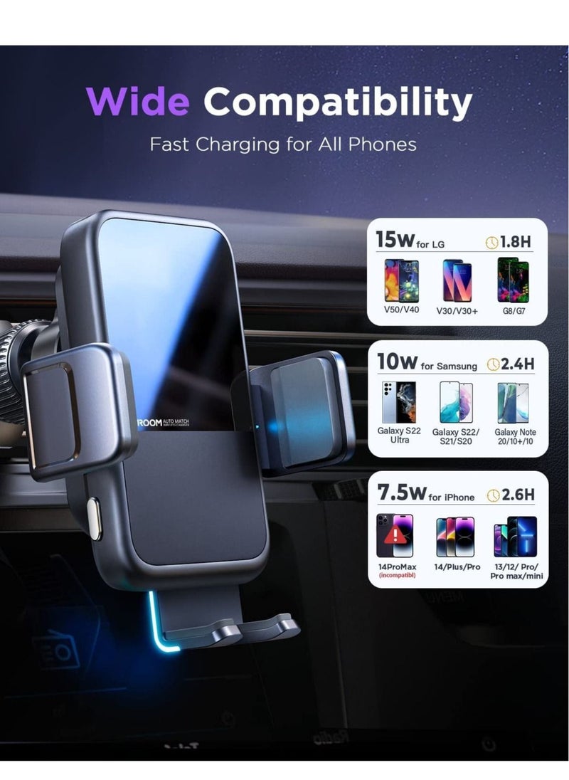 Generic - Wireless Car Charger Mount Car Phone Holder Mount Wireless Charging for iPhone 14/13/12/11/X/8 Series 【AUTO MOVING COIL】 Wireless Charger for Car Compatible with Galaxy S22/S21/S20 Note 20/10 - Image 1