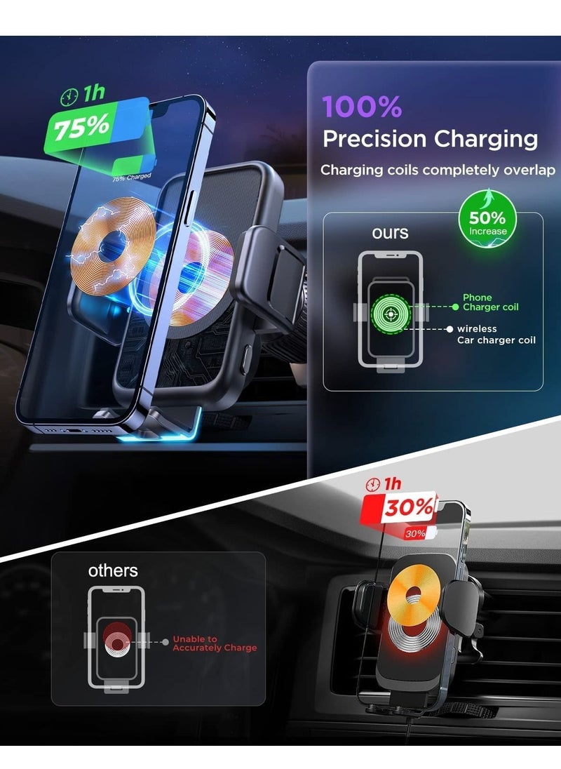 Generic - Wireless Car Charger Mount Car Phone Holder Mount Wireless Charging for iPhone 14/13/12/11/X/8 Series 【AUTO MOVING COIL】 Wireless Charger for Car Compatible with Galaxy S22/S21/S20 Note 20/10 - Image 1
