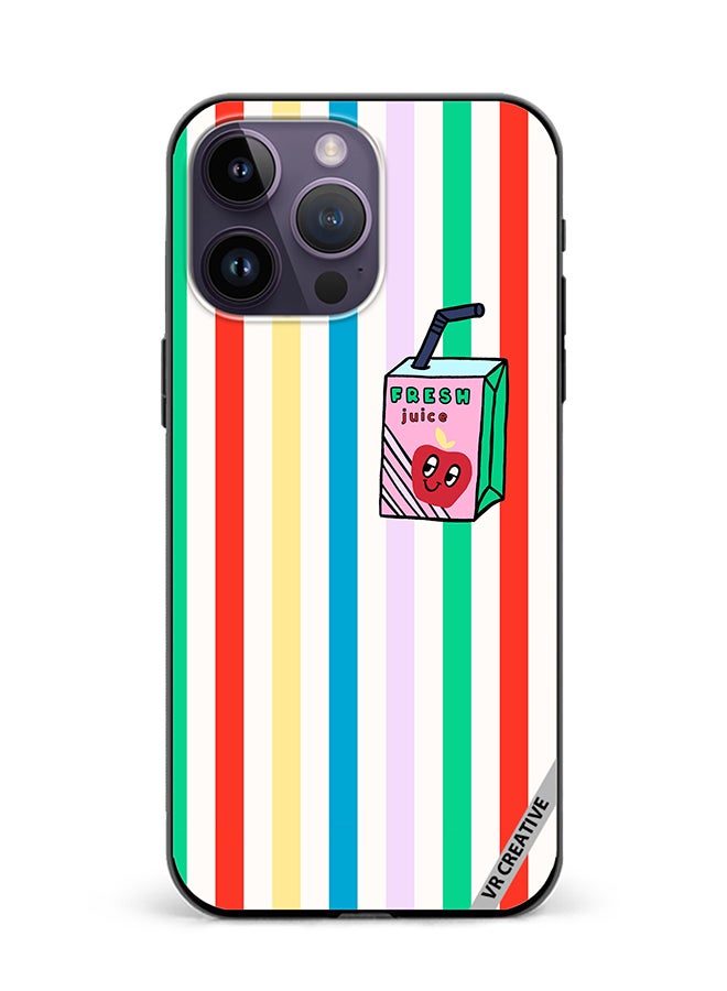 VR CREATIVE Protective Case Cover For Apple iPhone 16 Pro Max Summer Stripe Fresh Juice Apple Fruit Design Multicolour