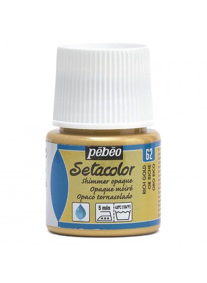 Pebeo Setacolor Opaque Fabric Paint 45-Milliliter Bottle, Shimmer Rich Gold - Image 1