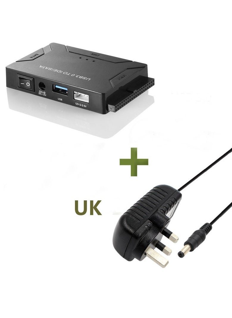 Generic - USB to SATA Adapter 3.0 Reader External Hard Drive Ultra Recovery Converter Universal Hard Drive Adapter Kit for 2.5/3.5 HDD/SSD Hard Drive Disk  Include 12V/2A Power Adapter - Image 1