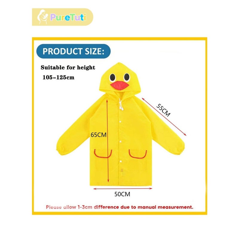 Raincoat - Portable Rain Jacket, Reusable Poncho With Hood, Cartoon 's Raincoats, Waterproof Hooded for Emergency, Boys, Girls Yellow - Image 5