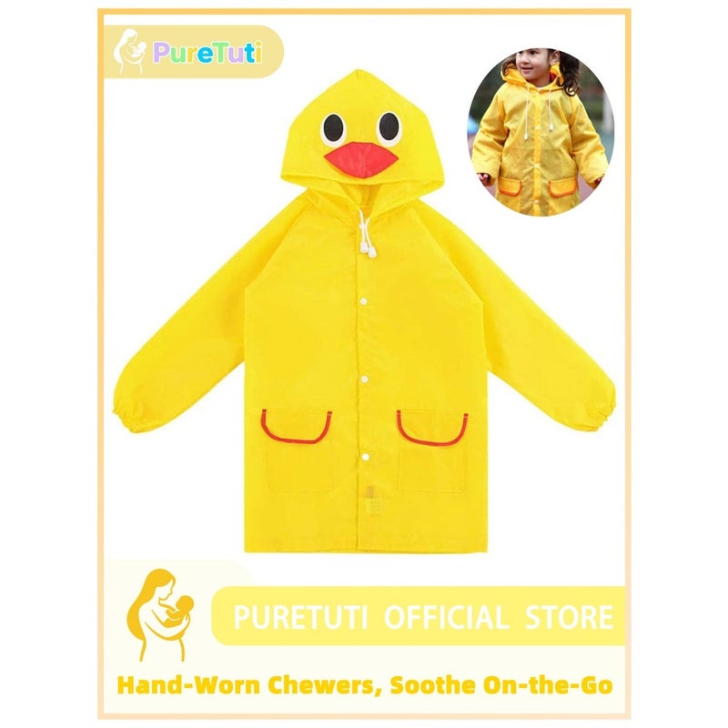 Raincoat - Portable Rain Jacket, Reusable Poncho With Hood, Cartoon 's Raincoats, Waterproof Hooded for Emergency, Boys, Girls Yellow - Image 1