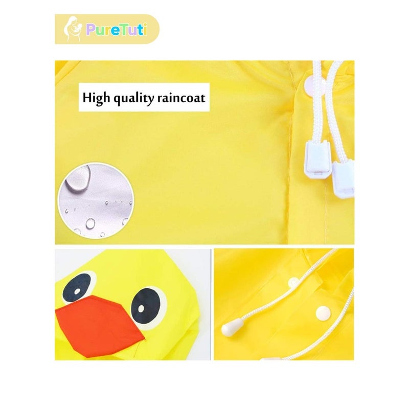 Raincoat - Portable Rain Jacket, Reusable Poncho With Hood, Cartoon 's Raincoats, Waterproof Hooded for Emergency, Boys, Girls Yellow - Image 4