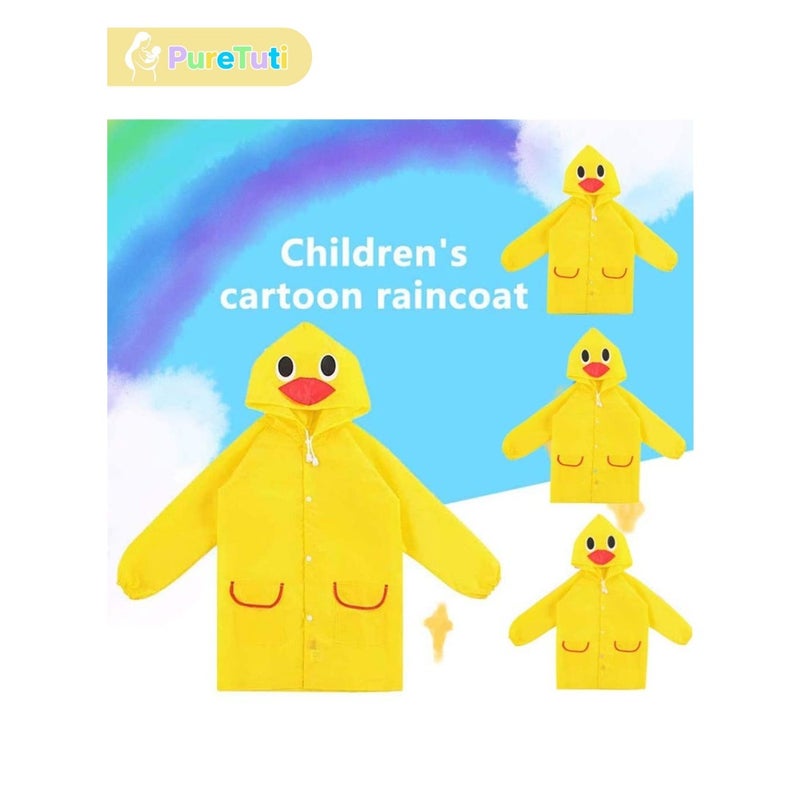 Raincoat - Portable Rain Jacket, Reusable Poncho With Hood, Cartoon 's Raincoats, Waterproof Hooded for Emergency, Boys, Girls Yellow - Image 3