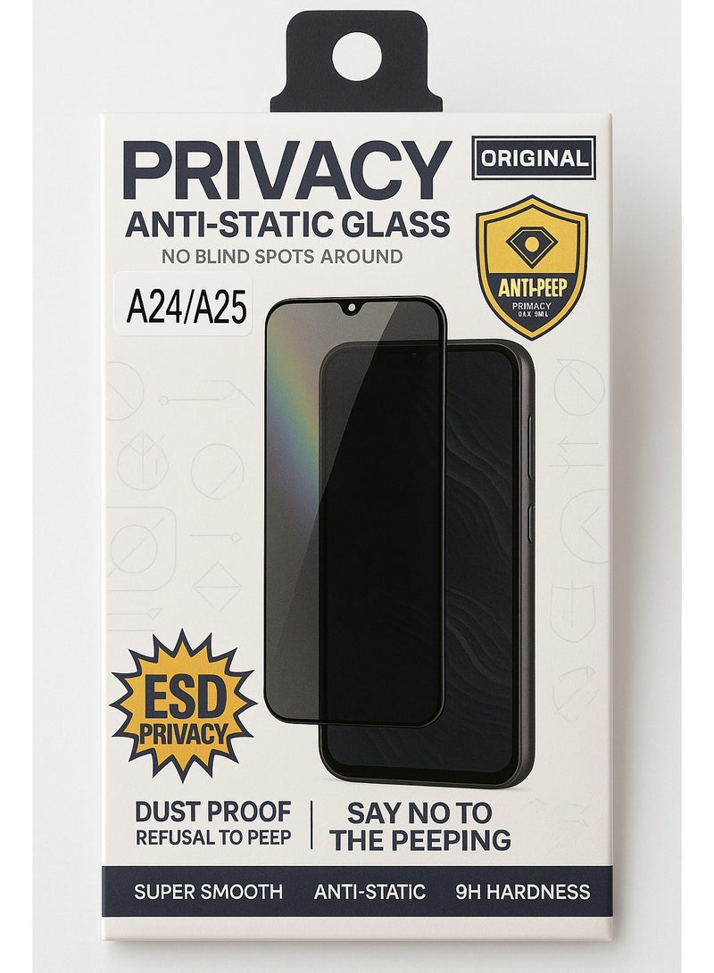 Original Privacy Screen Protector for Samsung Galaxy A24/A25 - Anti-Static Glass with ESD Privacy, 9H Hardness, Anti-Peep, Dust-Proof, Super Smooth Touch - Image 2
