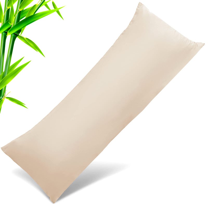 Body Pillow Cases Cover Bamboo Rayon Body Pillowcases with Zipper Closure Cooling and Breathable Pillow Case for Hot Sleepers and Night Sweats 20x54 inches Khaki