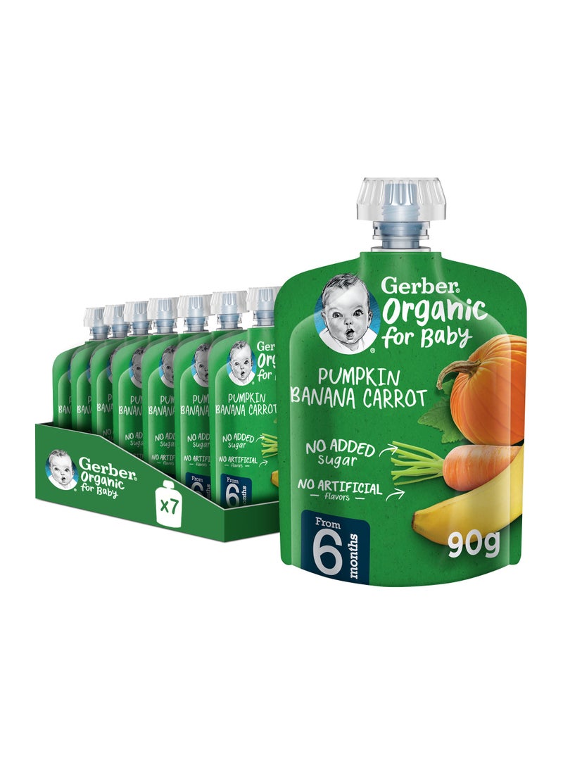 Gerber Organic Puree Pouch In Pumpkin Banana Carrot 7 x 90g  - Image 1