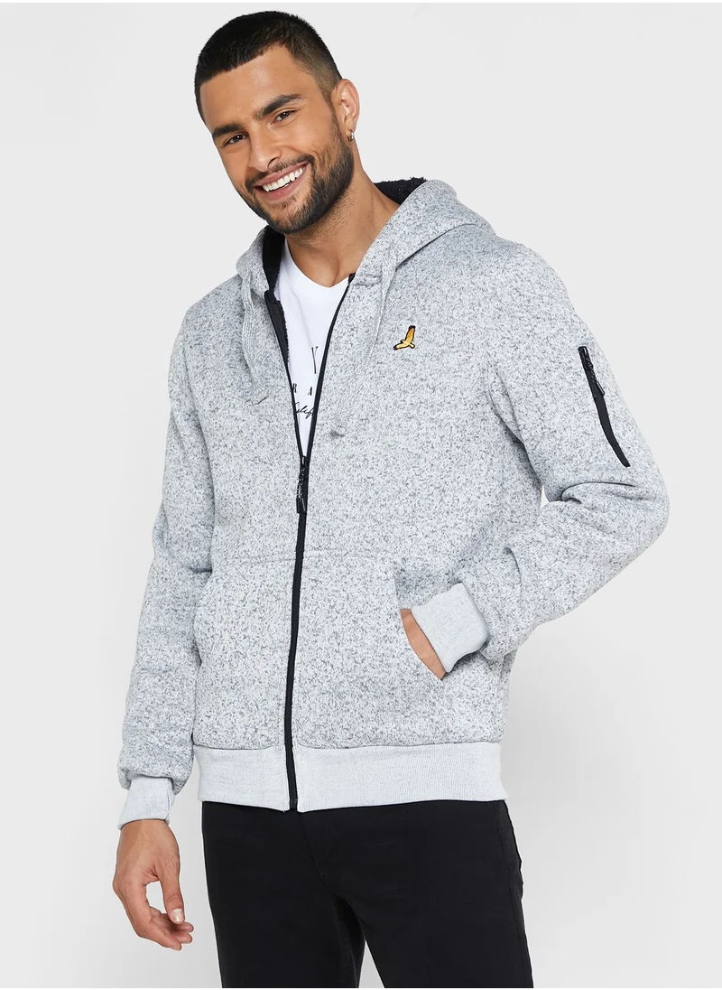 BRAVE SOUL Full Zip Hoodie With Zip Welt