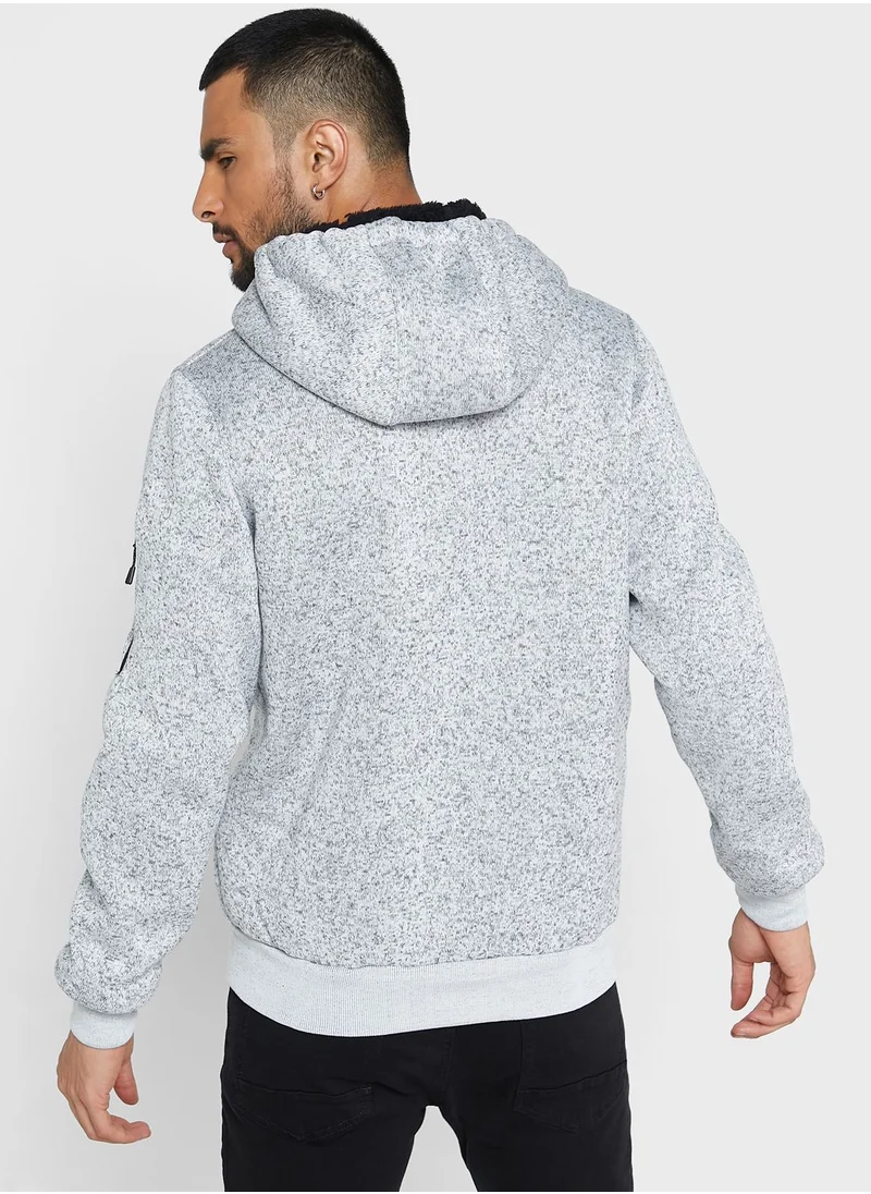 BRAVE SOUL Full Zip Hoodie With Zip Welt