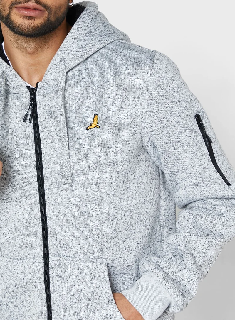 BRAVE SOUL Full Zip Hoodie With Zip Welt
