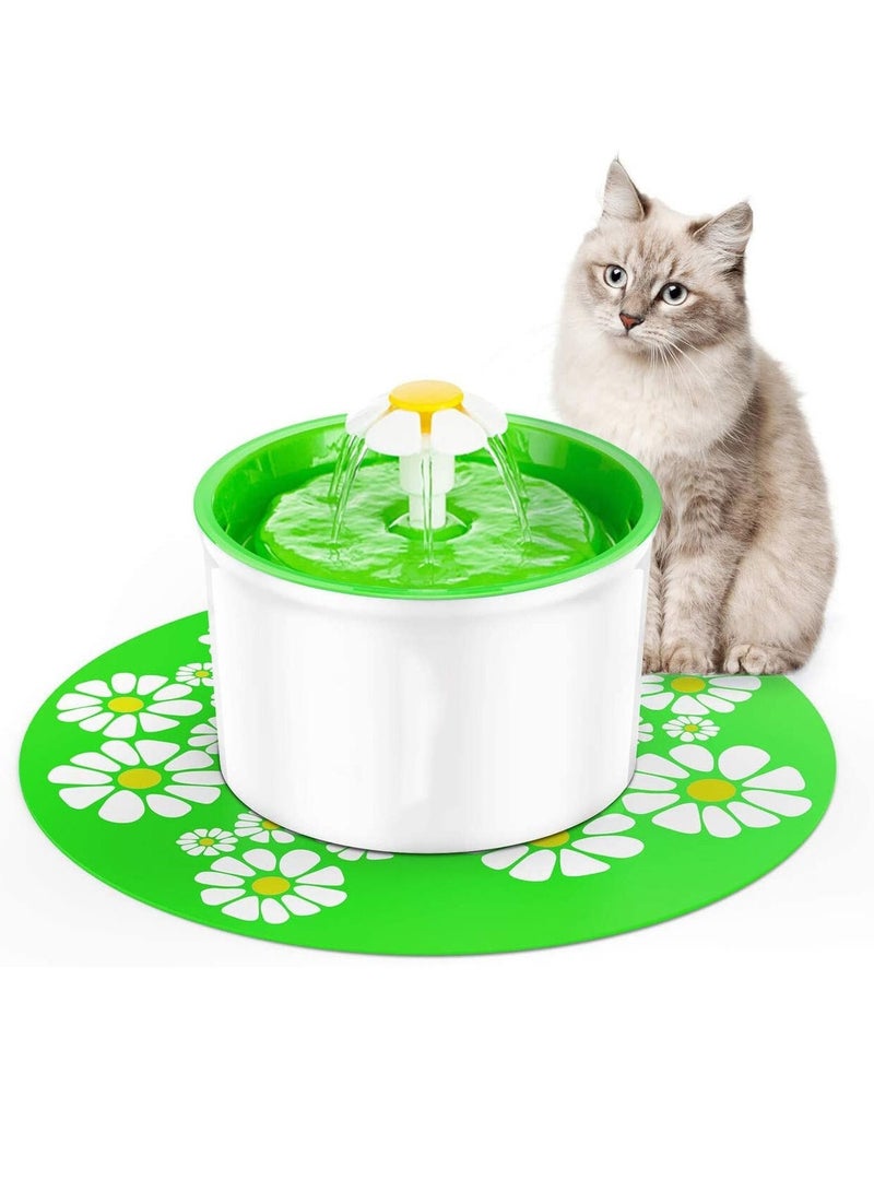 Generic 1.6L Flower Style Automatic Electric Pet Water Fountain Dog Cat Drinking Bowl with Corner Fit with Silicone Mat Mat (green)  - Image 1