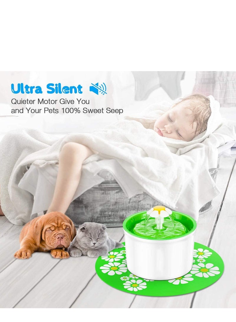 Generic 1.6L Flower Style Automatic Electric Pet Water Fountain Dog Cat Drinking Bowl with Corner Fit with Silicone Mat Mat (green)  - Image 5