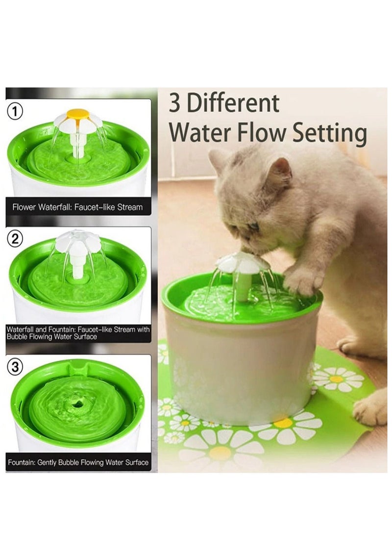 Generic 1.6L Flower Style Automatic Electric Pet Water Fountain Dog Cat Drinking Bowl with Corner Fit with Silicone Mat Mat (green)  - Image 2
