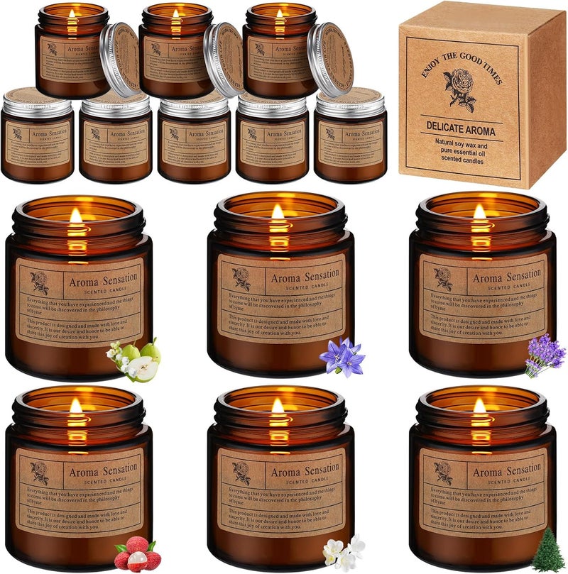 MTLEE 12 Pcs Candles for Home Scented Candles Gift Set for Women Long Lasting Aromatherapy Jar Candle Bulk Soy Wax Candles for Birthday Teacher Thanksgiving Anniversary (Flower Scent)