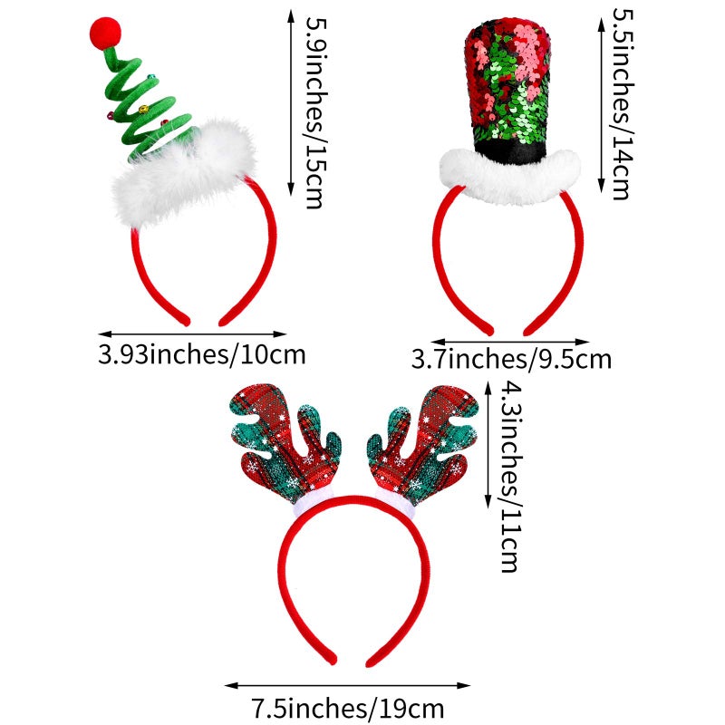Elcoho 9 Pack Christmas Headbands Assortment - Party Toys Hats Costume Reindeer Santa for Holiday Party, 9 Styles - Image 2