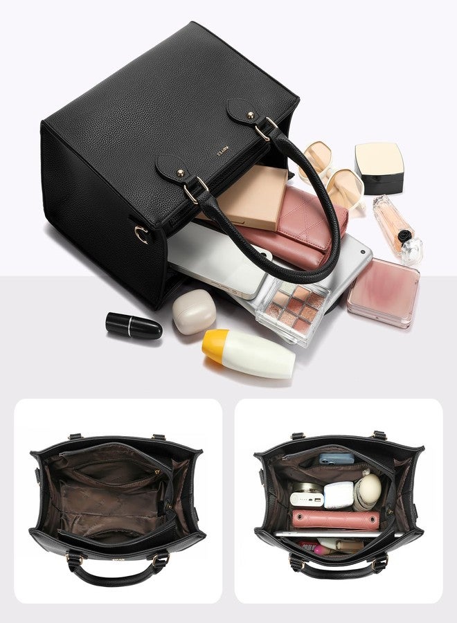 Keyli 3PCS Tote Bag for Women Trendy lightweight crossbody shoulder bags waterproof leather Handbags Satchel for Working, Travel and Shopping Black - Image 5