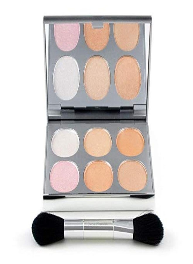 Jerome Alexander New Again by Jerome Alexander Highlighter Palette & Brush, 6 Buildable & Blendable Micronized Powder Highlighting & Contouring Shades (Warm Tones) - Image 1