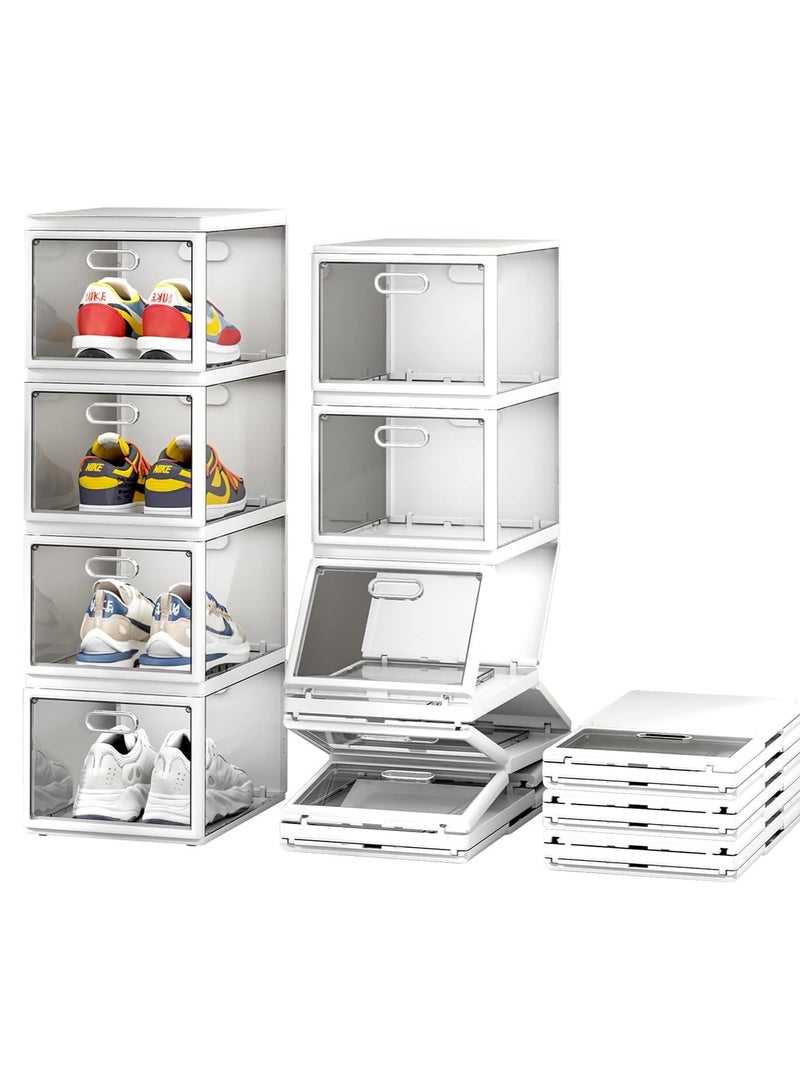 RollsTimi  Space-Saving Shoe Organizer Set 4 Layer Stackable Clear Bins - Image 1