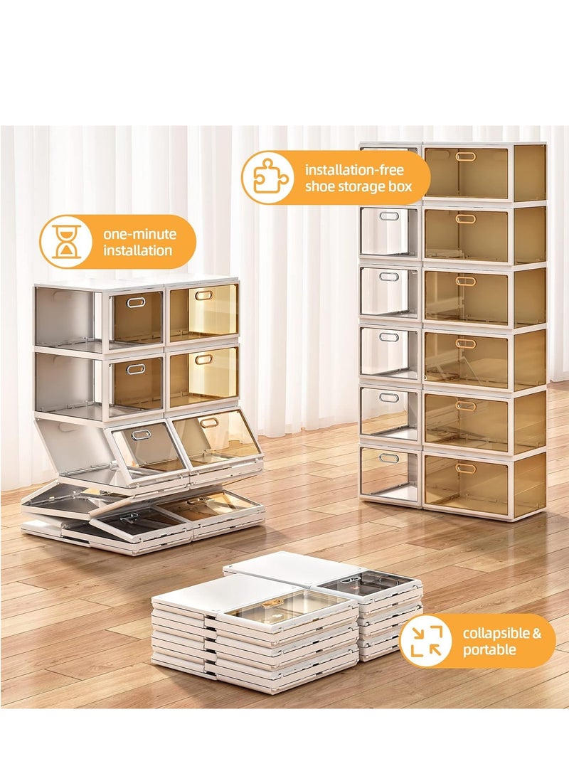 RollsTimi  Space-Saving Shoe Organizer Set 4 Layer Stackable Clear Bins - Image 3
