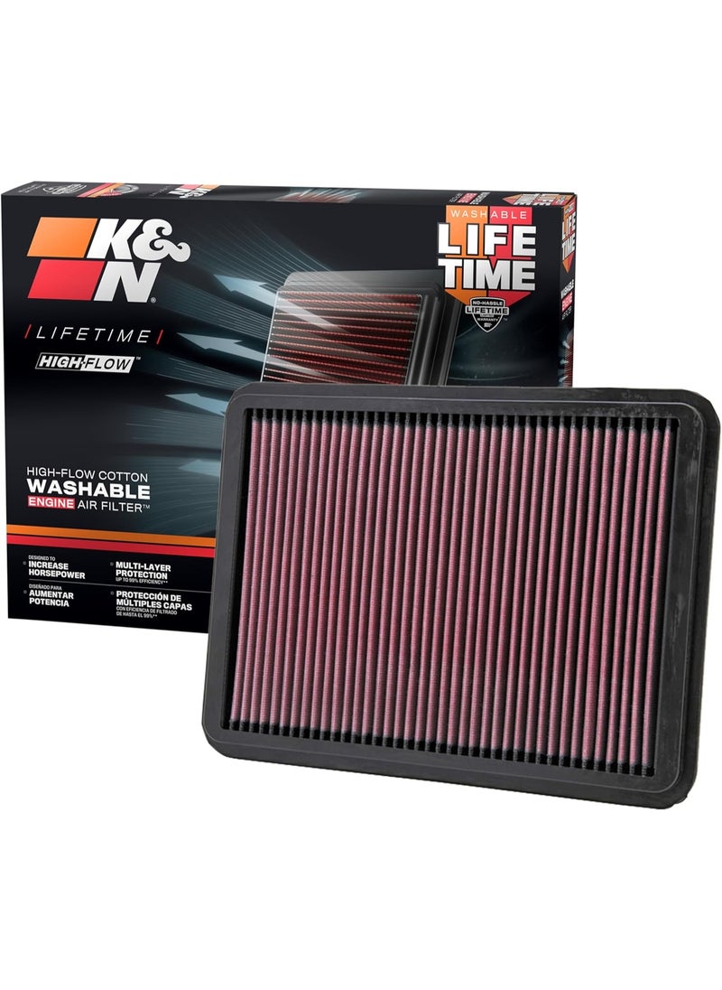 K&N K&N High-Flow Original Lifetime Engine Air Filter: Increase Power: Premium, Washable: Compatible with 2000-2010 Lexus/Toyota: GX470, 4Runner, land Cruiser, Sequioa, Tundra, 33-2144  - Image 1