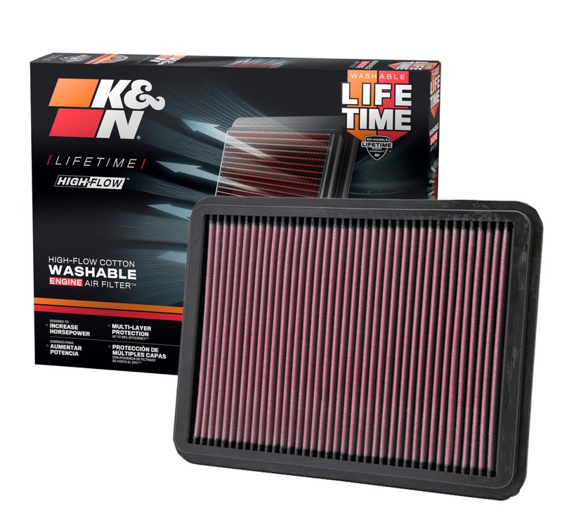 K+N K&N High-Flow Original Lifetime Engine Air Filter: Increase Power & Towing, Washable, Premium, Replacement Air Filter: Compatible with 2000-2015 Toyota/Lexus (4 Runner, Sequoia, Tundra, GX470) 33-2144 - Image 1