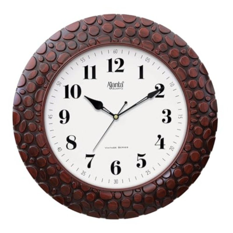 Plastic Wall Analogue Clock 14 Inches Vintage Sweep Wall Clock No TIK TIK Brown - Image 1