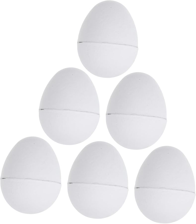 White Unfinished Paper Easter Eggs 6 Pieces For Painting Crafts And Holiday Decorations - Image 1